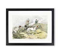 Hounds On The Lookout By Henry Alken Vintage Framed Print | A3 Black Framed Wall Art | Ready to Hang | Classic Nature Picture | Living Room Bedroom Lounge Office
