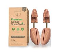 HOUNDSBAY Men's Cedar Shoe Tree with Wide Heel and Adjustable Split Toe (6.5-7.5 / Small), Cedar And Gold Tubing