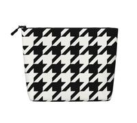 Houndstooth Black A Versatile Travel Makeup Bag, Ideal for Daily Routines and Business Journeys