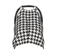 Houndstooth Black and White Print Baby Car Seat Covers, Breathable Nursing Cover Breastfeeding Cover, Stroller Covers, Multi-use Infant Carseat Canopy, Baby Boys Girls Newborn Essentials