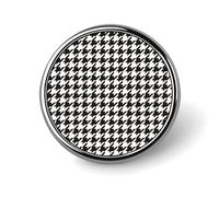 Houndstooth Black and White Print Round Brooch Pins Sublimation Buttons for Hat Clothing Decoration, Metal Circle Badge Lapel Pin for Men Costume Accessory