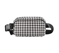 Houndstooth Black and White Trendy Fanny Pack Waist Bag for Women Men Teenagers Small Running Belt Bag Waist Pack with Adjustable Strap for Travel Running Hiking, Houndstooth Black And White, One Size