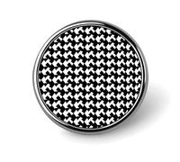 Houndstooth Black Badge,Comfort Light in Weight Round Emblem Cute Funny Decor Brooch Smooth Does Not Fade Badges for Hats Jackets Coat Shirt
