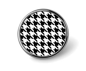 Houndstooth Black Badge,Comfort Light in Weight Round Emblem Cute Funny Decor Brooch Smooth Does Not Fade Badges for Hats Jackets Coat Shirt