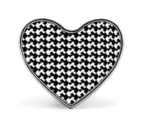 Houndstooth Black Button Pin Classic Cute Heart Shape Brooch Exquisite Fashionable Badge Elegant Lapel Pin Personalized Pins Button for Clothing Backpack Hat Jackets Decorate