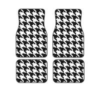 Houndstooth Black Car Floor Mats Set Of 4,Front Rear Carpets Mats