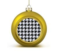 Houndstooth Black Christmas Tree Ornaments 1.6 Inch Shatterproof Pc Plastic Balls with Lanyard Baubles Hanging Christmas Ball Ornaments for Xmas Tree Holiday Party Wedding Home Decorations-Golden
