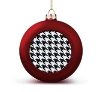 Houndstooth Black Christmas Tree Ornaments 1.6 Inch Shatterproof Pc Plastic Balls with Lanyard Baubles Hanging Christmas Ball Ornaments for Xmas Tree Holiday Party Wedding Home Decorations-red