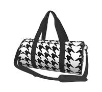 Houndstooth Black Duffle Bag With Shoes Compartment And Adjustable Strap,Foldable Travel Duffel Bags For Men Women,Waterproof Duffel Bags, Black, One Size