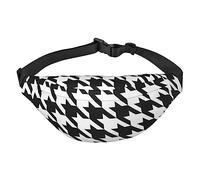 Houndstooth Black Fanny Pack for Men Women Belt Bag Adjustable Waist Pack for Travel Walking Running Bum Bags