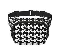 Houndstooth Black Fanny Pack For Women Waterproof Adjustable Belt Bags Waist Pack Fashion Casual Crossbody Bags Bum Bag For Running Workout Hiking Traveling, Black, One Size