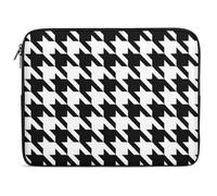 Houndstooth Black Laptop Sleeve Case 13inch Shockproof Slim Computer Bag 10-17 Inch Traveling Carrying Laptop Briefcase for Women Men Waterproof Compatible with MacBook Air, Hp, Dell, Lenovo
