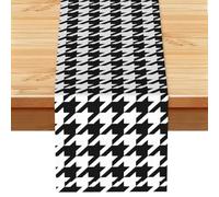 Houndstooth Black Multi Purpose Table Runner 13x72in, Versatile Table Cloth for Piano, Balcony, Hotel & Guest Room Decor