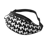 Houndstooth Black Outdoor Sports Waist Bag & Casual Chest Pack, Adjustable Unisex Fanny Pack for Hiking/Running/Cycling
