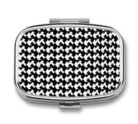 Houndstooth Black Pill Box Cute Square Pill Case Portable Medicine Tablet Vitamin Holder Organizer for Purse Pocket