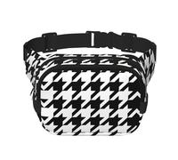 Houndstooth Black Print Fashion Waist Packs Square Layer Waist Bag Black Belt Bag with Adjustable Strap, Black, One Size