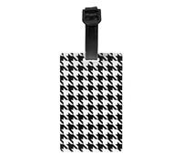 Houndstooth Black Print Fashionable PVC Luggage Tag Trendy Suitcase ID Holder Stylish Travel Accessory for Everyone