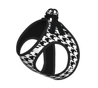 Houndstooth Black Print Pet Leash Vest For Small Dogs Cats, Adjustable Pet Harness Vest, Outdoor Walking Hiking
