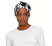 Houndstooth Black Print Printed Turban for Women Stretch Headscarf Hat Lightweight Sleep Cap Chemo Sensitive Skin Gift