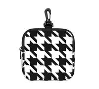 Houndstooth Black Print Square Storage Bag Travel Toiletry Cosmetic Organizer Pouch Lightweight Reusable