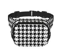 Houndstooth Black Print Unisex Square Double Layer Waist Bag Crossbody Fanny Pack Travel Workout Accessory, Black, One Size, Black, One Size