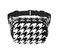 Houndstooth Black Print Waist Pack Square Waist Bag Workout Hiking Running Travel Gym Pretty Zipper Fashion