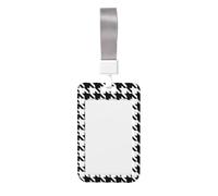 Houndstooth Black Printed Id Badge Holder with Neck Strap Vertical Waterproof Name Card Holder for Office School