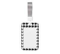 Houndstooth Black Printed Id Badge Holder with Neck Strap Vertical Waterproof Name Card Holder for Office School