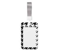Houndstooth Black Printed Id Badge Holder with Neck Strap Vertical Waterproof Name Card Holder for Office School