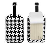 Houndstooth Black Printed Leather Luggage Tag, Durable Baggage Identifier, Soft PU ID Label, for Business Travel