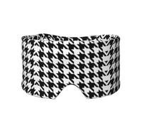 Houndstooth Black Printed Sleeping Blindfold, Padded Ear Warmer Mask, Adjustable Head Wrap, for Deep Relaxation