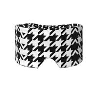 Houndstooth Black Printed Sleeping Blindfold, Padded Ear Warmer Mask, Adjustable Head Wrap, for Deep Relaxation