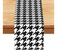 Houndstooth Black Printed Table Runner 13x72in, Spring Decor Table Cloth for Kitchen Dining Table & Holiday Family Gatherings