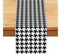 Houndstooth Black Printed Table Runner 13x72in, Spring Decor Table Cloth for Kitchen Dining Table & Holiday Family Gatherings