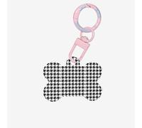 Houndstooth Black Printing Bone Shape Dog Tags Double Sided Personalized Pet Pendants for Dogs and Cats