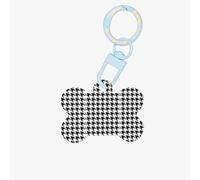 Houndstooth Black Printing Bone Shape Dog Tags Double Sided Personalized Pet Pendants for Dogs and Cats