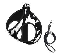 Houndstooth Black printing Puppy Harness, Dog Harness and Leash Set, Soft Mesh Reflective Breathable Lightweight Vest-Style
