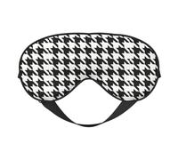 Houndstooth Black Reversible Eye Mask Double Sided Blackout Mask Adjustable Soft Sleep Travel Nap Cover
