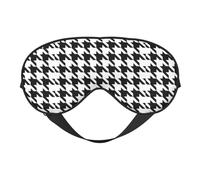 Houndstooth Black Reversible Eye Mask Double Sided Blackout Mask Adjustable Soft Sleep Travel Nap Cover
