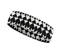 Houndstooth Black Sports Sweatband 15" Polyester Hairband Absorbent Quick-Dry Headband for Running, Yoga
