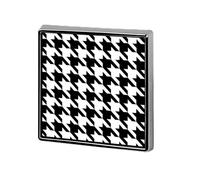 Houndstooth Black Square Lapel Pin 0.7x0.7in Aluminum Badge Stylish Personalized Accessory Daily Wear