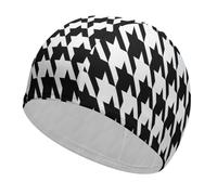 Houndstooth Black Swim Cap Breathable High Elasticity Swimming Caps Waterproof Swim Hat Stylish Bathing Cap Comfortable Swimming Hat for Women Men