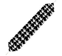 Houndstooth Black Table Runner for Dining Table, Short Plush Runners Washable & Durable Tablerunner Modern Home Decor for Wedding, Kitchen, Holiday 200*33cm