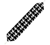 Houndstooth Black Table Runner for Dining Table, Short Plush Runners Washable & Durable Tablerunner Modern Home Decor for Wedding, Kitchen, Holiday 229*33cm