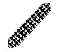Houndstooth Black Table Runner for Dining Table, Short Plush Runners Washable & Durable Tablerunner Modern Home Decor for Wedding, Kitchen, Holiday 178*33cm