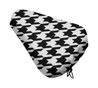 Houndstooth Black Waterproof Bike Seat Cushion with Drawstring for Women Men Soft Padded Bicycle Seat Cover for Comfort Wide Road Bike Saddles Universal Fit for Mountain Exercise