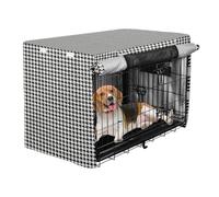 Houndstooth Metal Dog Crate Covers Pet Privacy Cover Roller Shades Black White 42 Inch