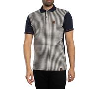 Houndstooth Panel Polo Shirt Navy 3XL