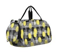 Houndstooth Pineapple Gray Yellow Gym Duffel Bag with Shoes Compartment Lightweight Overnight Travel Weekender Tote for Travel, Sports, Duffel, Weekender bolsa de viaje para mujer