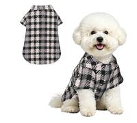 Houndstooth Pink Line L Pet Hawaiian Shirt for Small Dogs-Cute Summer Beach Outfit for Puppy, Soft Breathable Cat Clothes with Buttons